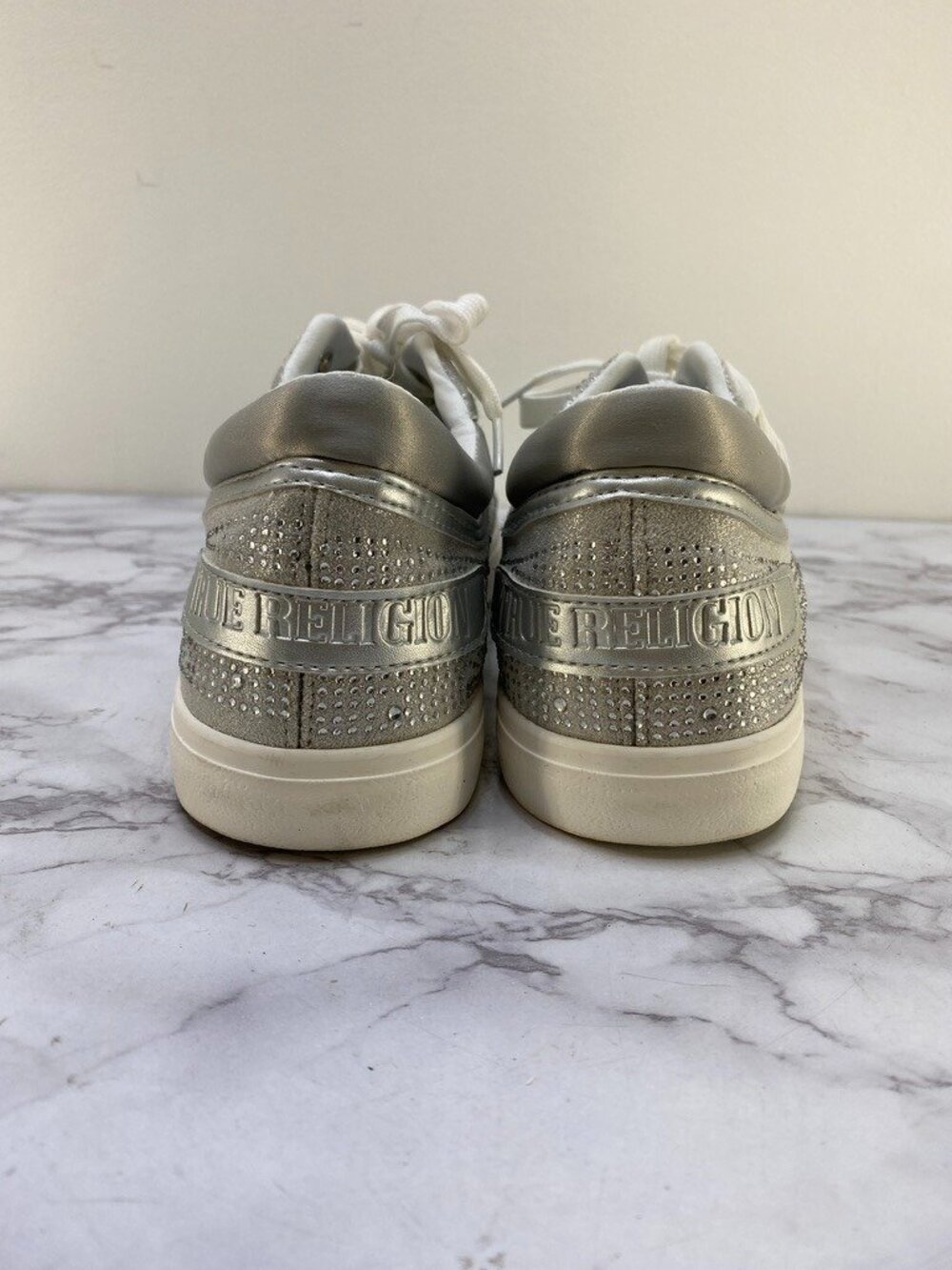 True Religion Esperanza Women's Rhineston Silver Sneaker SZ 10 - Picture 11 of 11